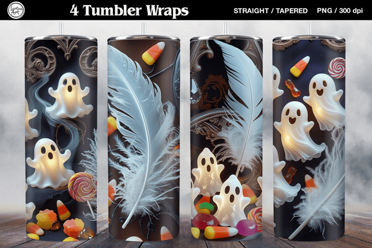 4 Halloween Tumbler Wrap Sublimations, 20 oz
