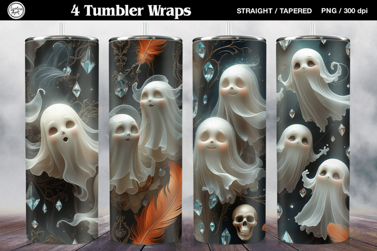 4 Halloween Tumbler Wrap Sublimations, 20 oz