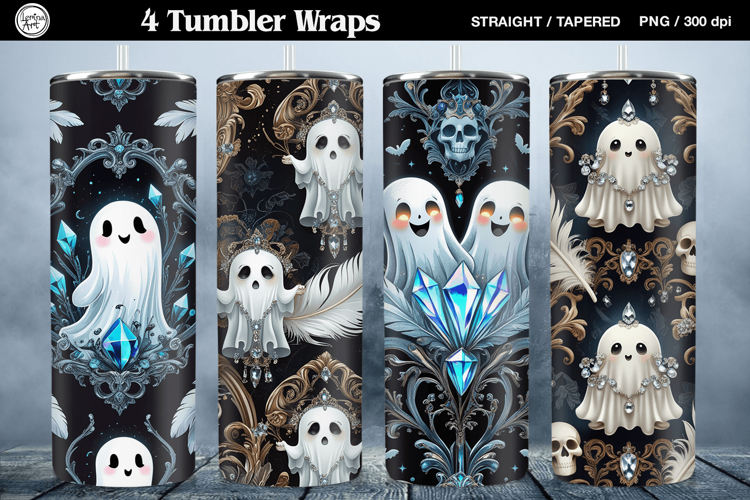 4 Halloween Tumbler Wrap Sublimations, 20 oz