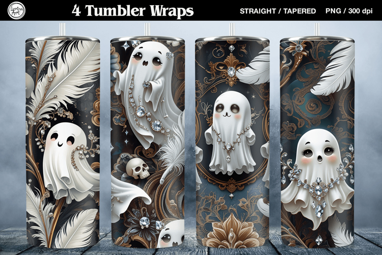4 Halloween Tumbler Wrap Sublimations, 20 oz