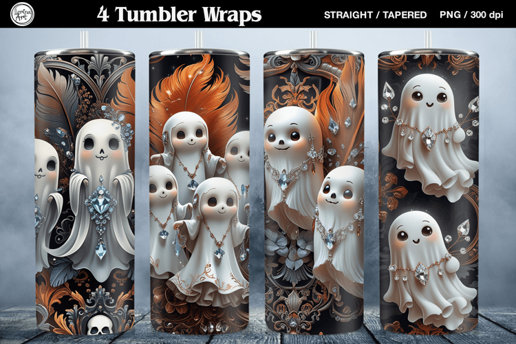 4 Halloween Tumbler Wrap Sublimations, 20 oz