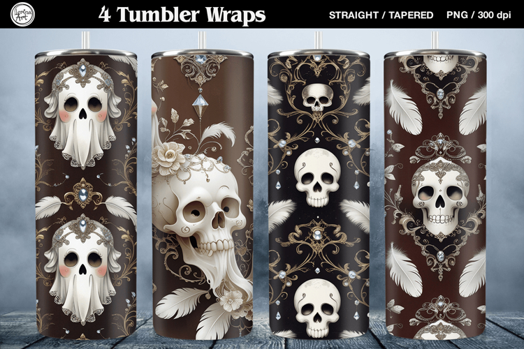 4 Halloween Tumbler Wrap Sublimations, 20 oz