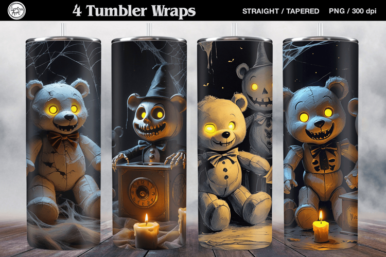 4 Halloween Tumbler Wrap Sublimations, 20 oz