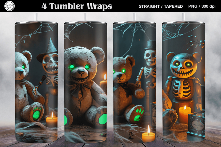 4 Halloween Tumbler Wrap Sublimations, 20 oz