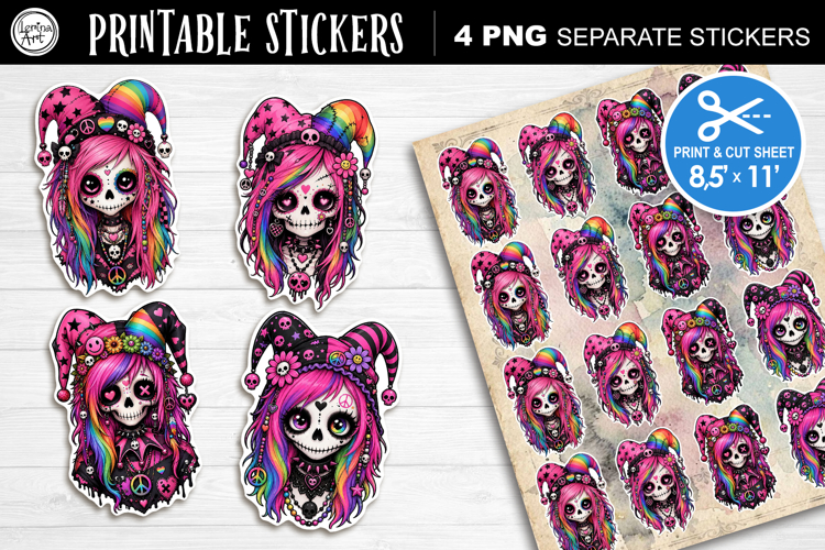 Halloween Joker. Halloween Stickers design PNG