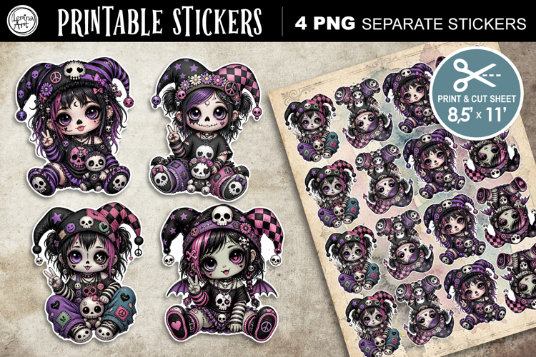 Halloween Joker. Halloween Stickers design PNG