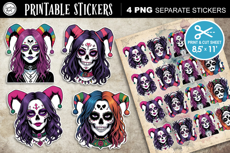Halloween Joker. Halloween Stickers design PNG