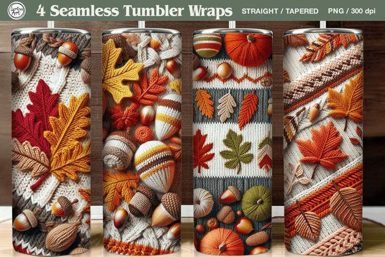4 Knited Fall Seamless Tumbler Wrap 20 oz