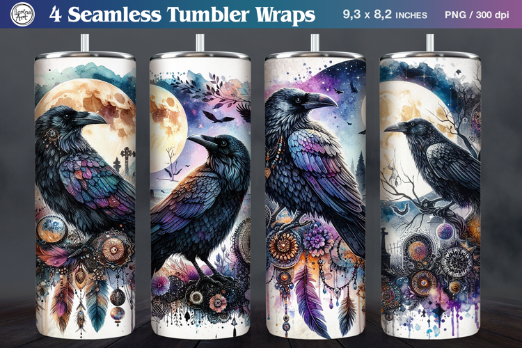 Halloween / Raven / Tumbler Sublimation / 20 oz Tumbler Wrap