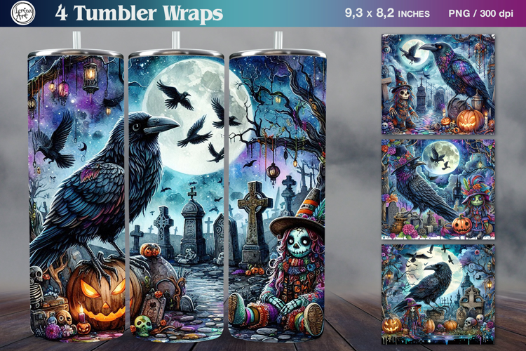 Halloween / Raven / Tumbler Sublimation / 20 oz Tumbler Wrap