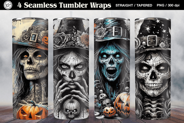 4 Witch Seamless Tumbler Sublimation, 20 oz Tumbler Wrap