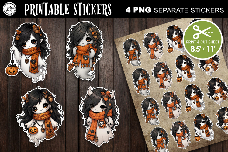 Halloween Ghosts Stickers design PNG