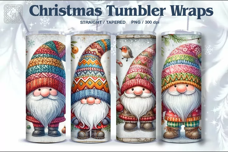 4 Gnome & Snowman ChristmasTumbler Wrap 20 oz