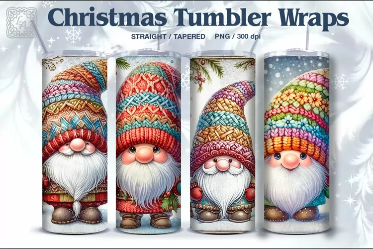 4 Gnome & Snowman ChristmasTumbler Wrap 20 oz