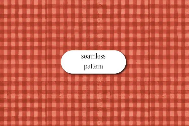 Terracotta Red Watercolor Gingham Seamless Pattern