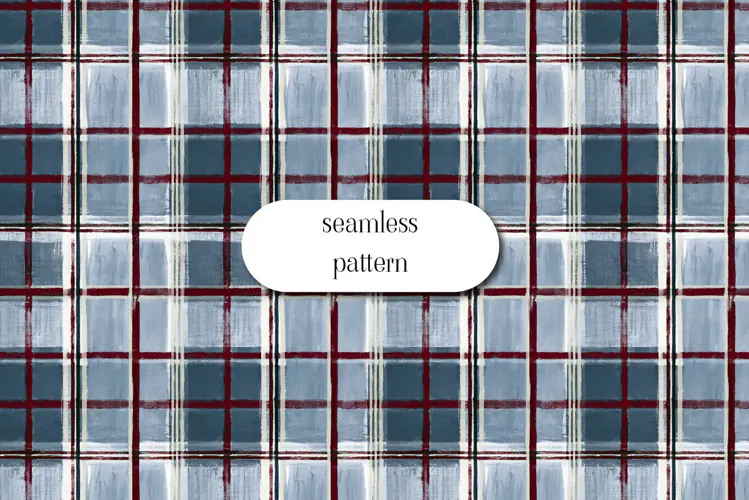 Vintage Blue and Burgundy Plaid Seamless Pattern