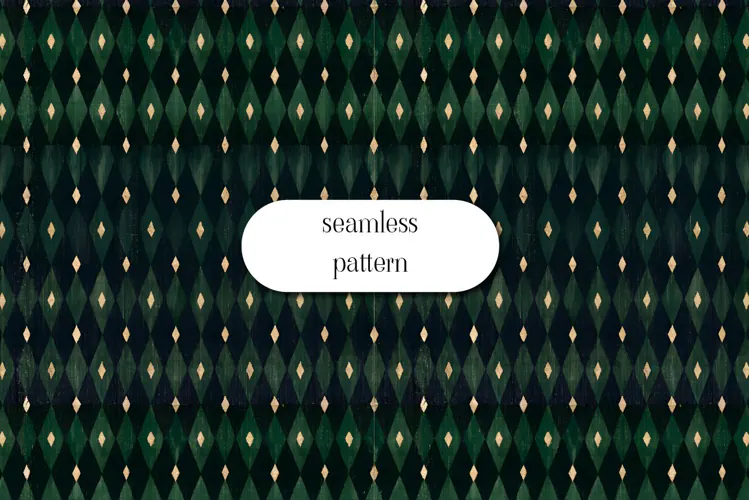 Vintage Green Harlequin Diamond Seamless Pattern