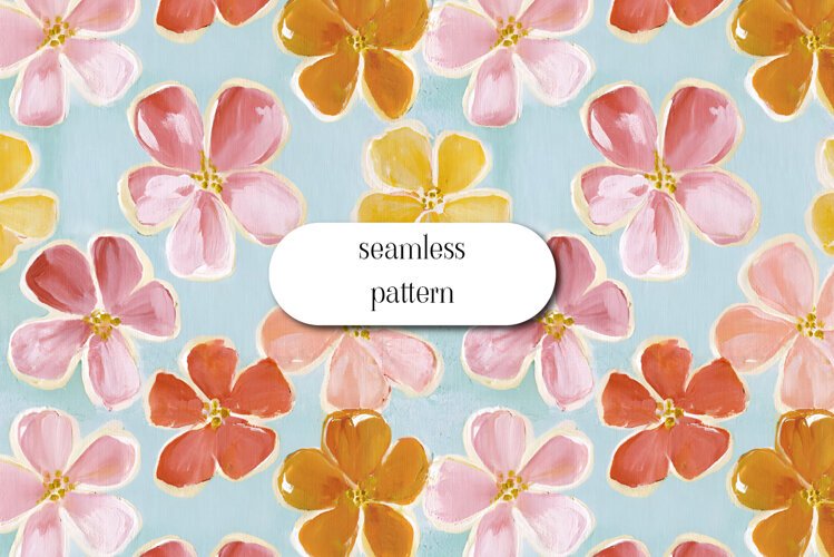 Pastel Floral Pattern with Colorful Blossoms example image 1