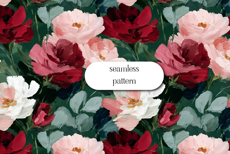 Romantic Rose Seamless Pattern, Floral Digital Paper