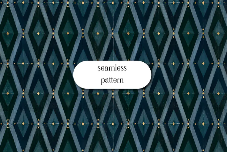 Vintage Blue Art Deco Diamond Seamless Pattern