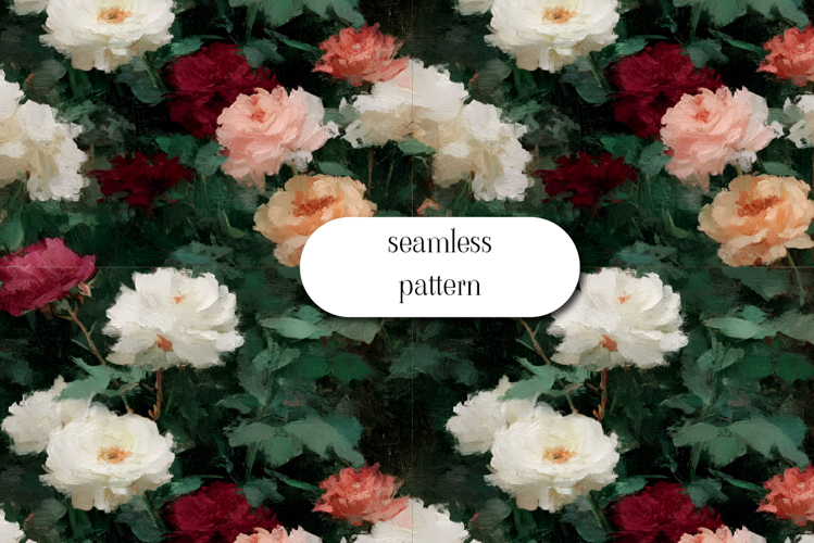Vintage Rose Seamless Pattern, Romantic Floral Digital Paper