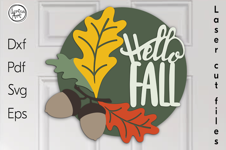 Hello Fall Round Sign. Fall. Door Hanger. SVG Laser cut