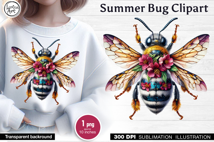 Summer. Bee. Sublimation, print design PNG