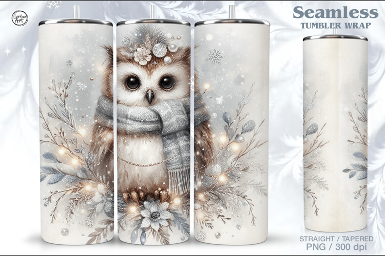 Christmas Owl Tumbler Wrap 20 oz