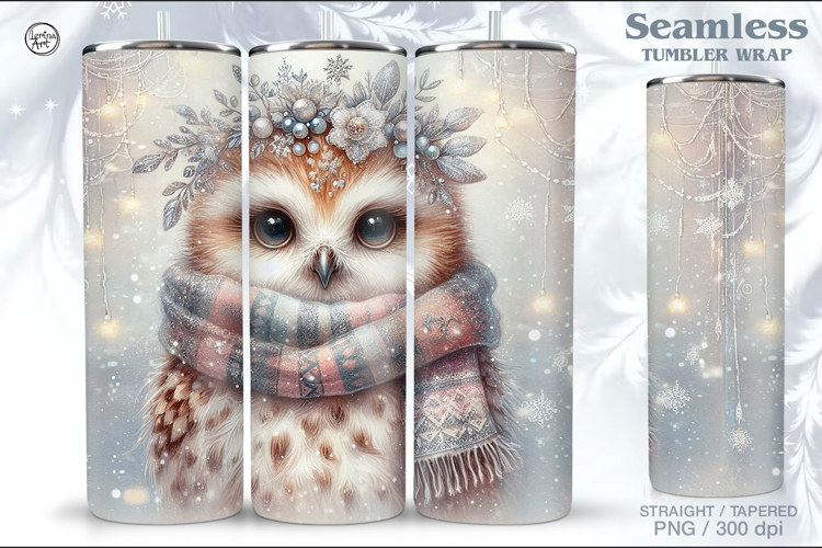 Christmas Owl Tumbler Wrap 20 oz