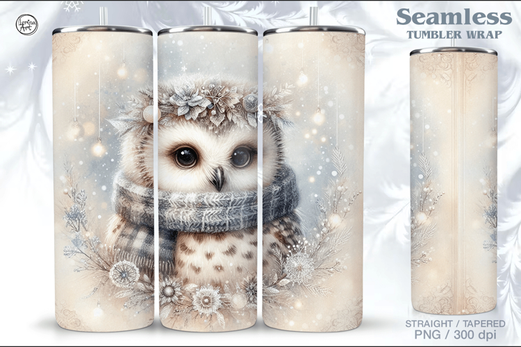 Christmas Owl Tumbler Wrap 20 oz