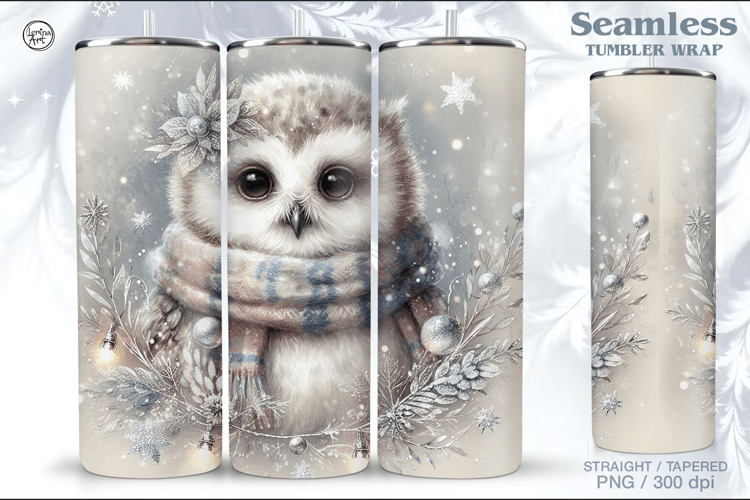 Christmas Owl Tumbler Wrap 20 oz