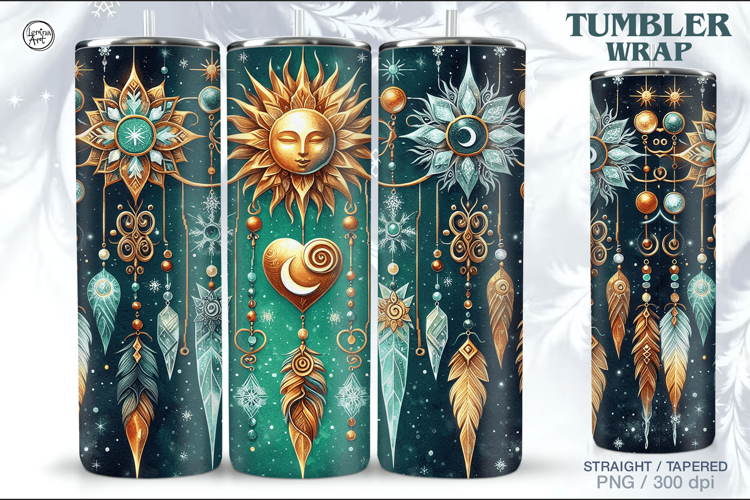 Christmas Celestial Seamless Tumbler Wrap 20 oz