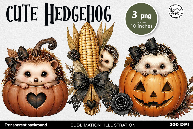 Halloween / Cute Hedgrhog / Sublimation PNG