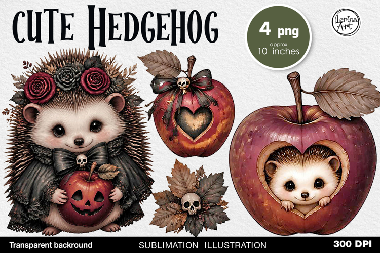 Halloween / Cute Hedgrhog / Sublimation PNG