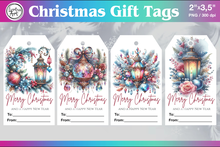 Christmas Gift Tags| Lanterns | PNG Sublimation