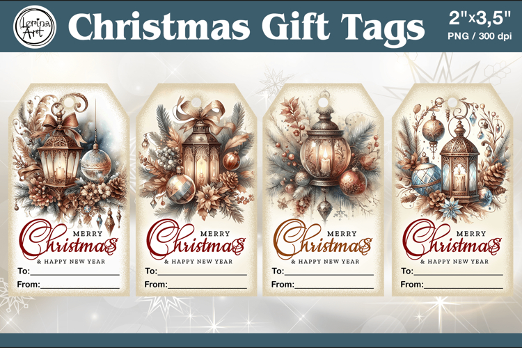 Christmas Gift Tags| Lanterns | PNG Sublimation