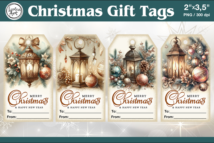 Christmas Gift Tags| Lanterns | PNG Sublimation