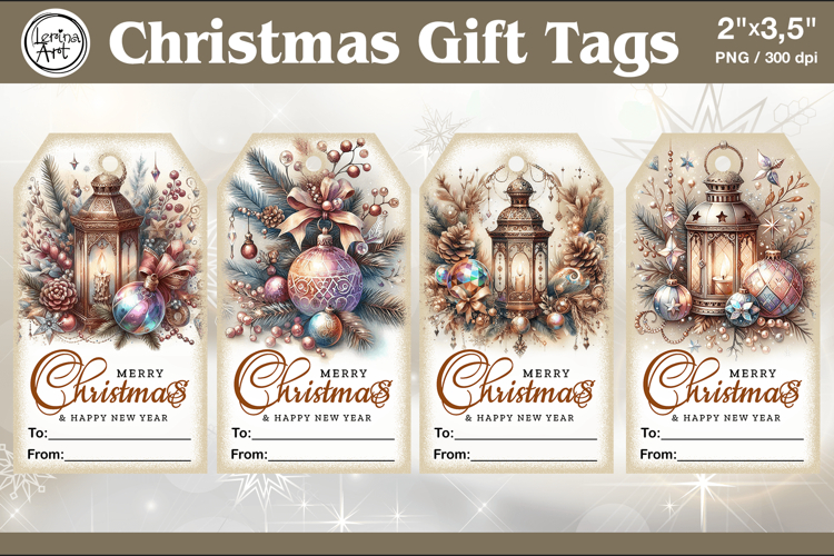 Christmas Gift Tags| Lanterns | PNG Sublimation