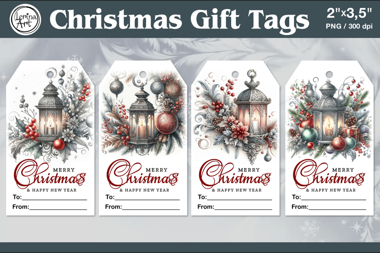 Christmas Gift Tags| Lanterns | PNG Sublimation