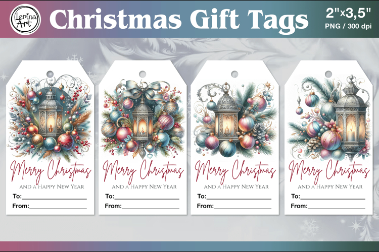 Christmas Gift Tags| Lanterns | PNG Sublimation