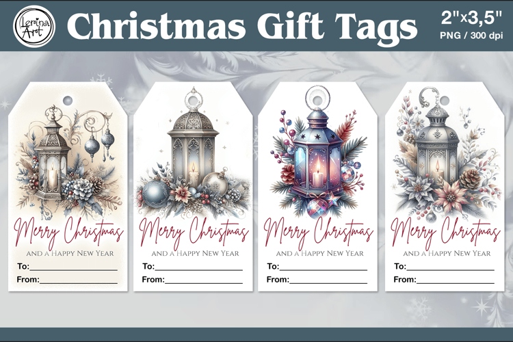 Christmas Gift Tags| Lanterns | PNG Sublimation