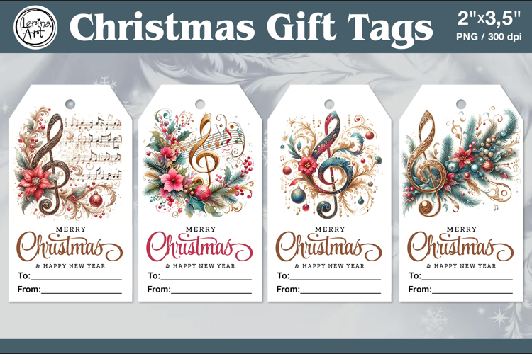 Christmas Gift Tags|Music| PNG Sublimation