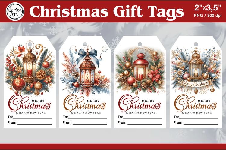 Christmas Gift Tags| Lanterns | PNG Sublimation
