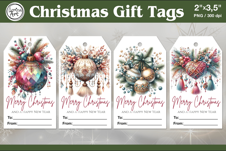 Christmas Gift Tags| Ball | PNG Sublimation