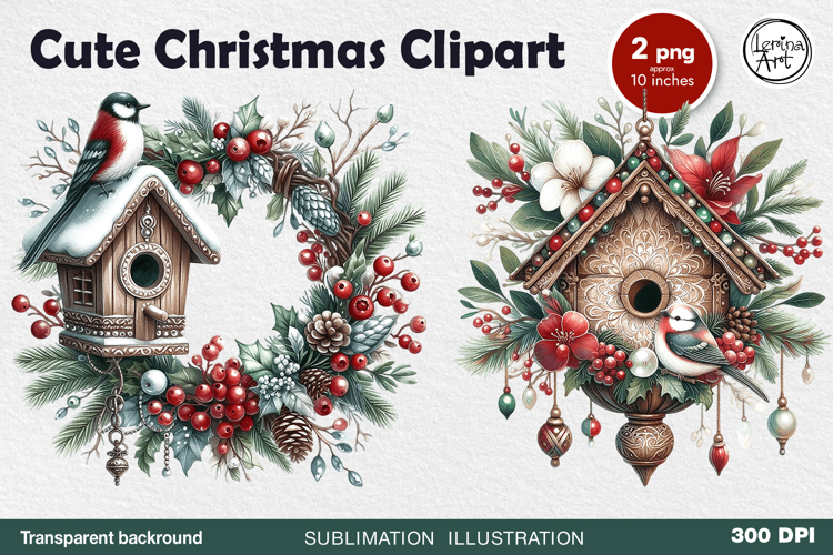 Christmas Decor. Watercolor Cliparts. PNG sublimation
