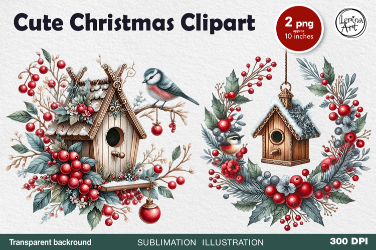 Christmas Decor. Watercolor Cliparts. PNG sublimation
