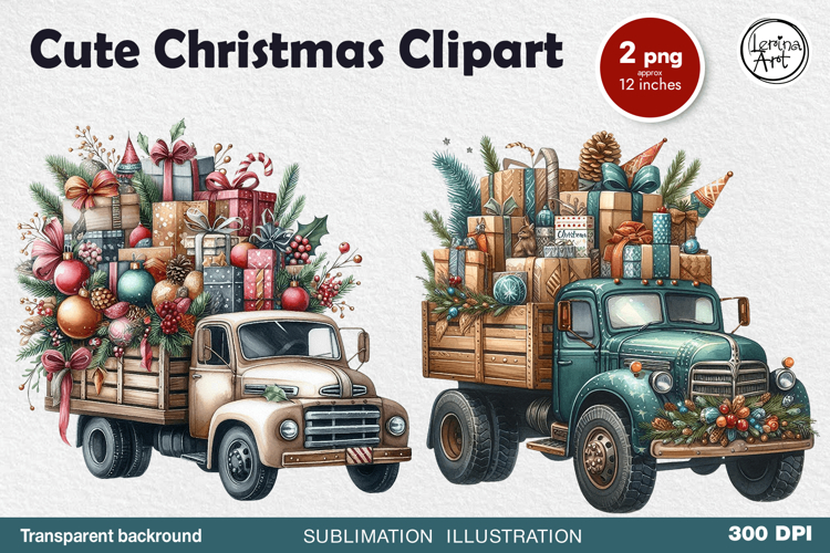 Christmas Truck. Christmas clipart. PNG sublimation