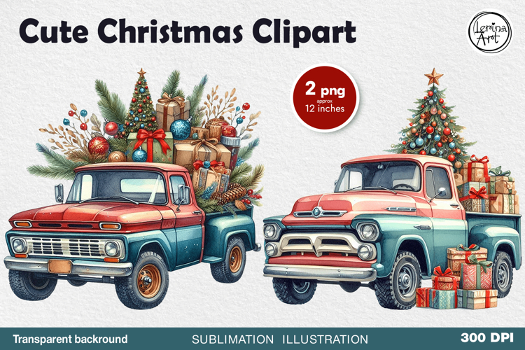 Christmas Truck. Christmas clipart. PNG sublimation