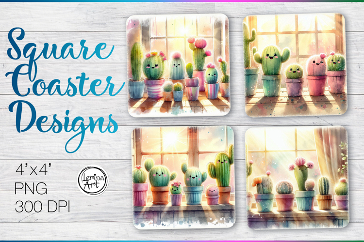 Cute Cactus Coaster Sublimation