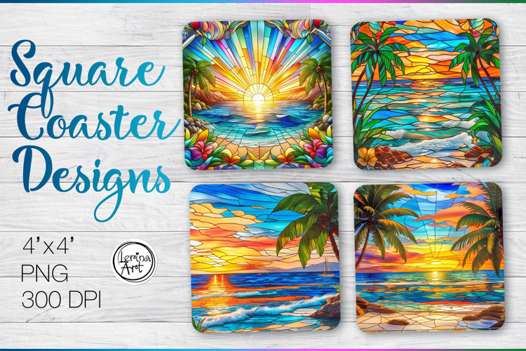 Stained Glass Coaster Sublimation / Tropical Sunset